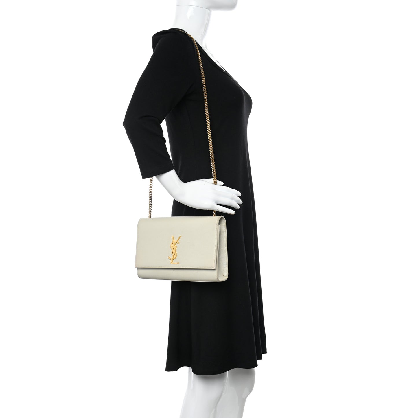 Grain De Poudre Medium Classic Monogram Kate Satchel Crema Soft