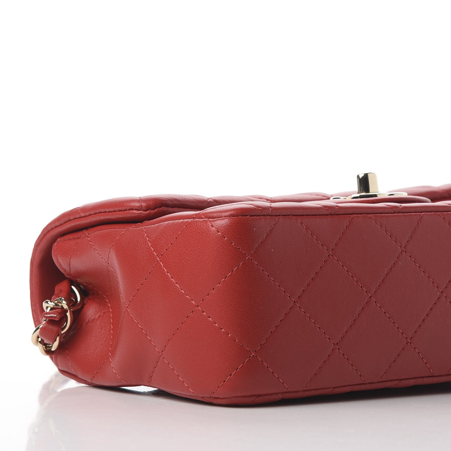Lambskin Quilted Mini Rectangular Flap Red