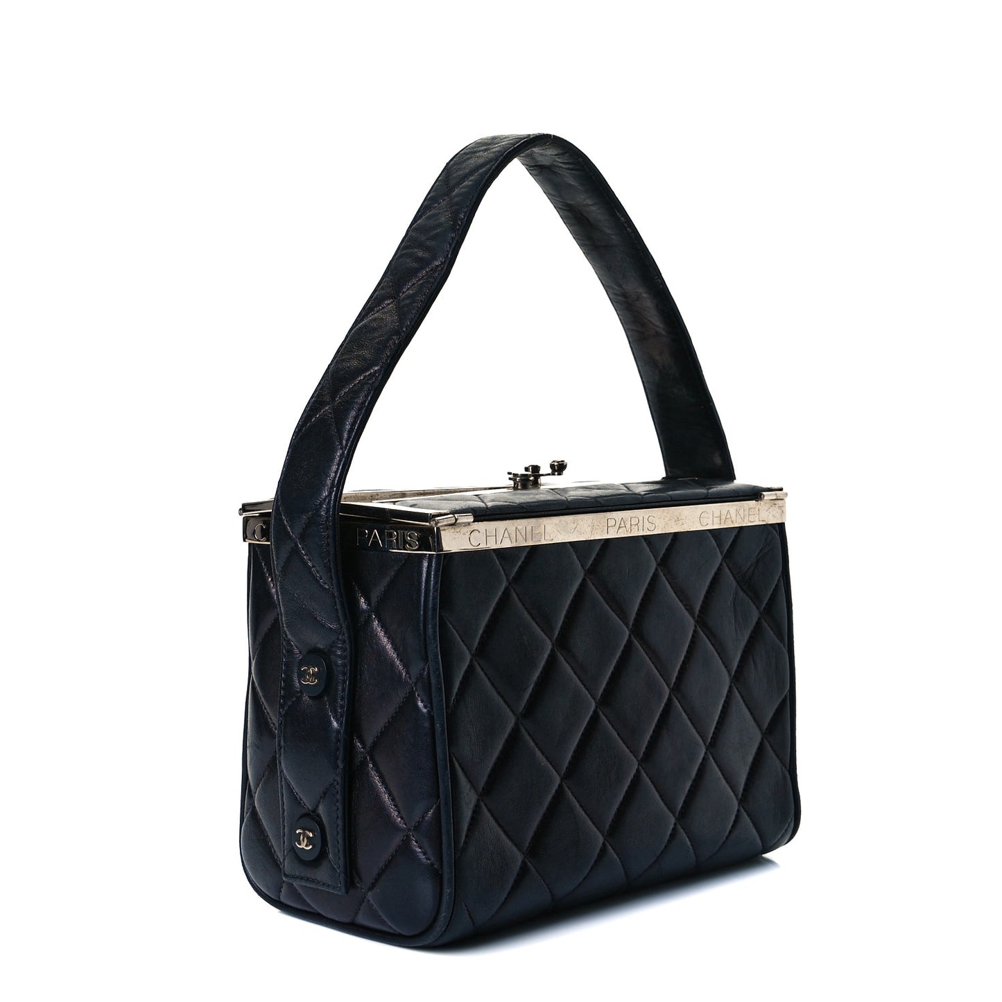 Lambskin Quilted Box Bag Black