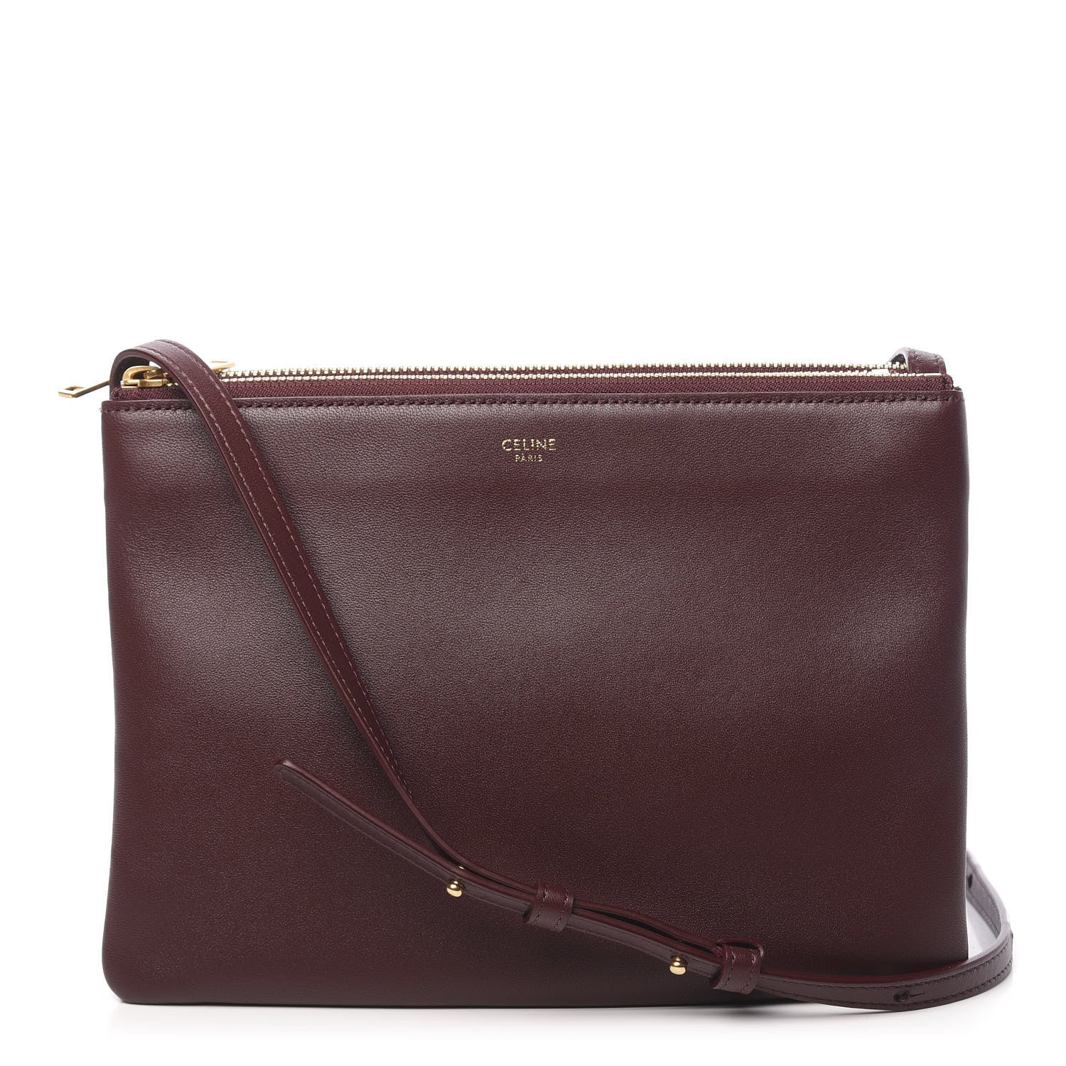 Celine Lambskin Large Trio Crossbody Bag Burgundy 1 of 13