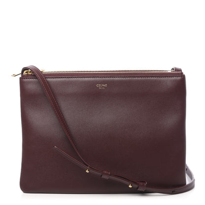 Celine Lambskin Large Trio Crossbody Bag Burgundy 1 of 13