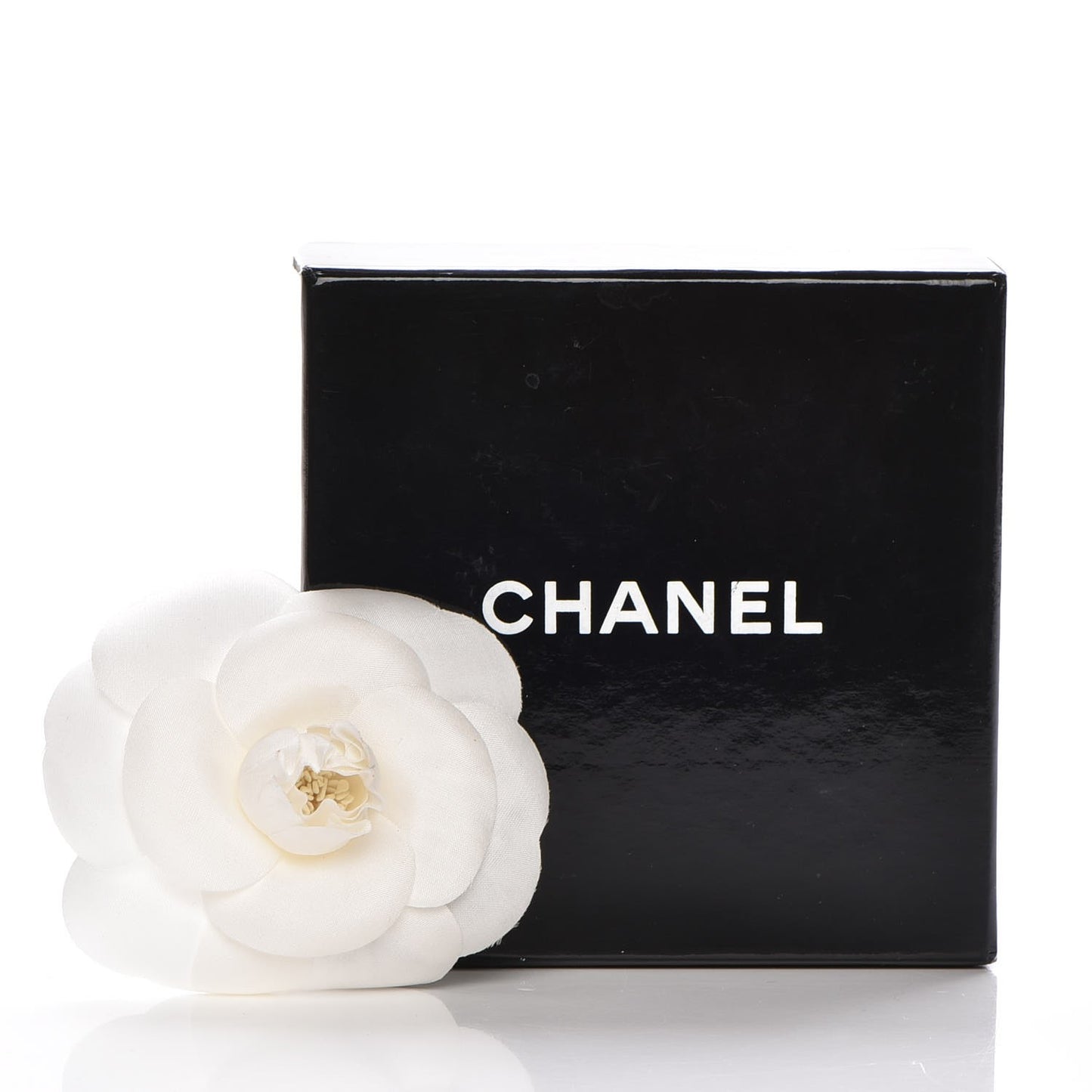 Silk Taffeta Camellia Brooch Pin White