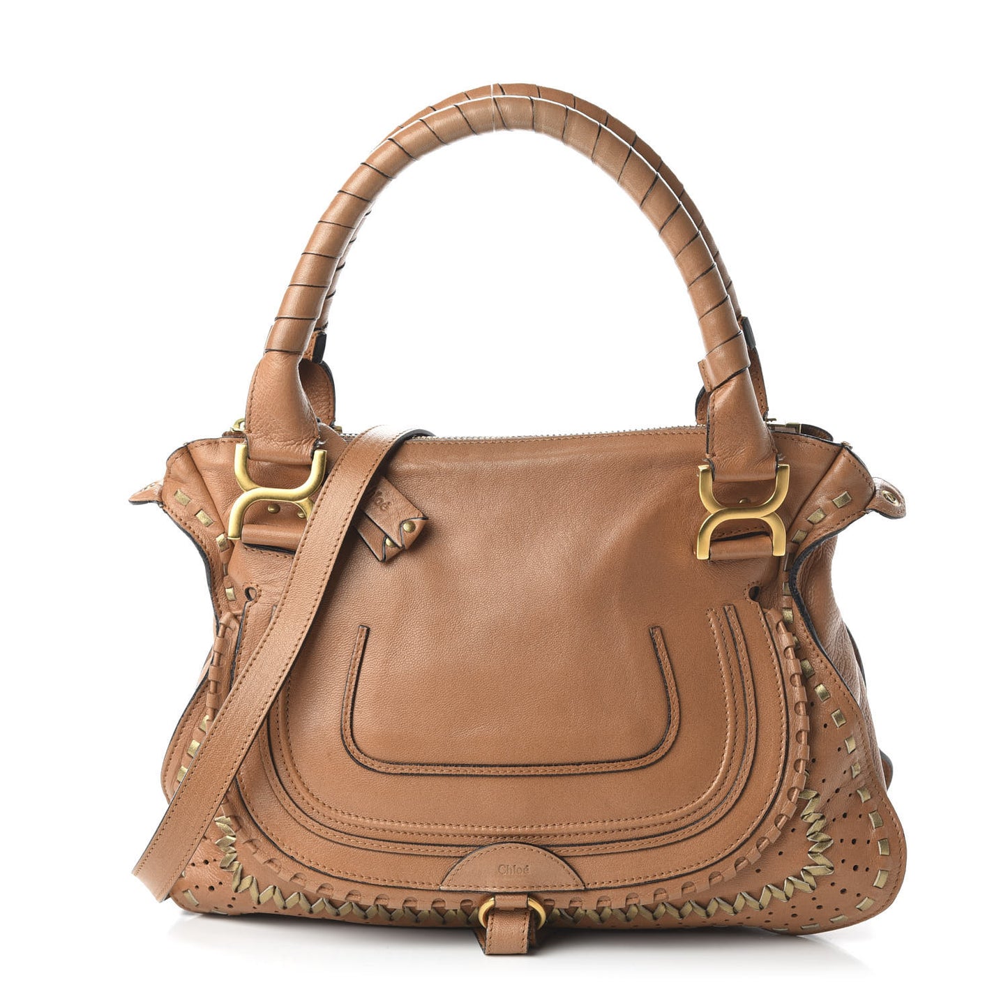 Calfskin Embroidered Medium Marcie Satchel