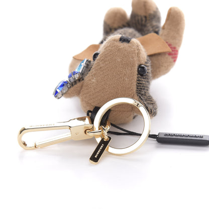 Burberry Crystal Cashmere House Check Thomas Bear Bag Charm Camel 3 of 5