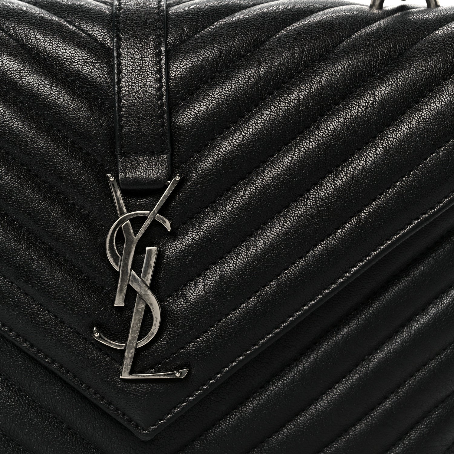 Saint Laurent Sheepskin Matelasse Chevron Monogram Medium College Bag 9 of 11