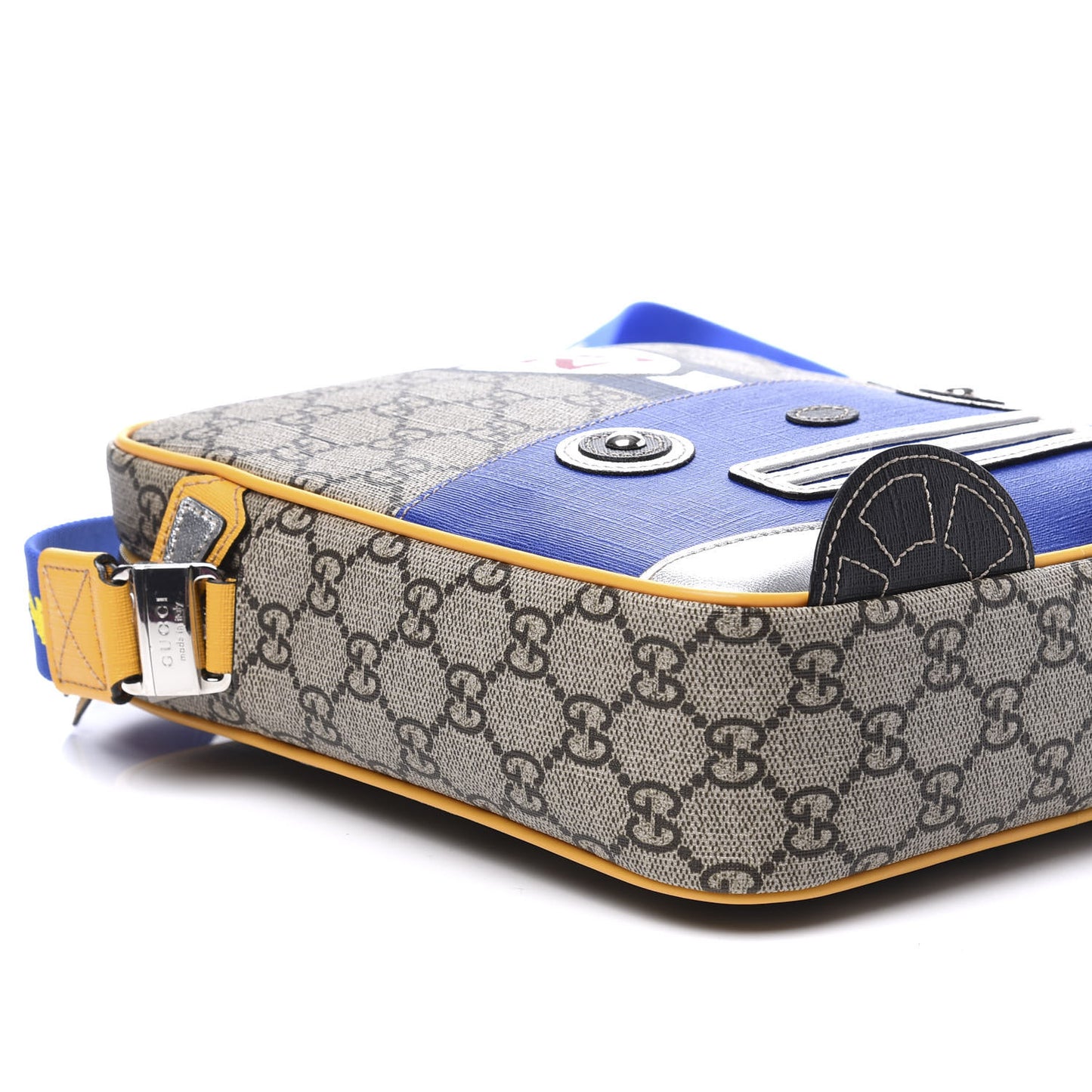 GG Supreme Monogram Kids Car Crossbody Bag Blue Yellow