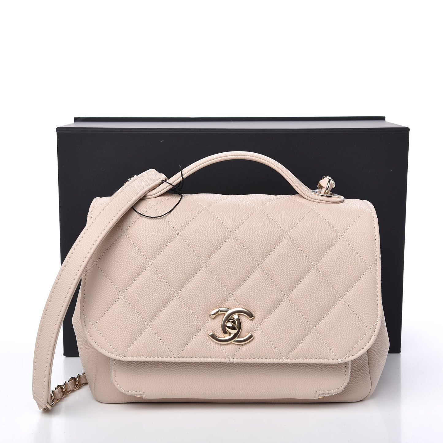 Caviar Quilted Medium Business Affinity Flap Beige