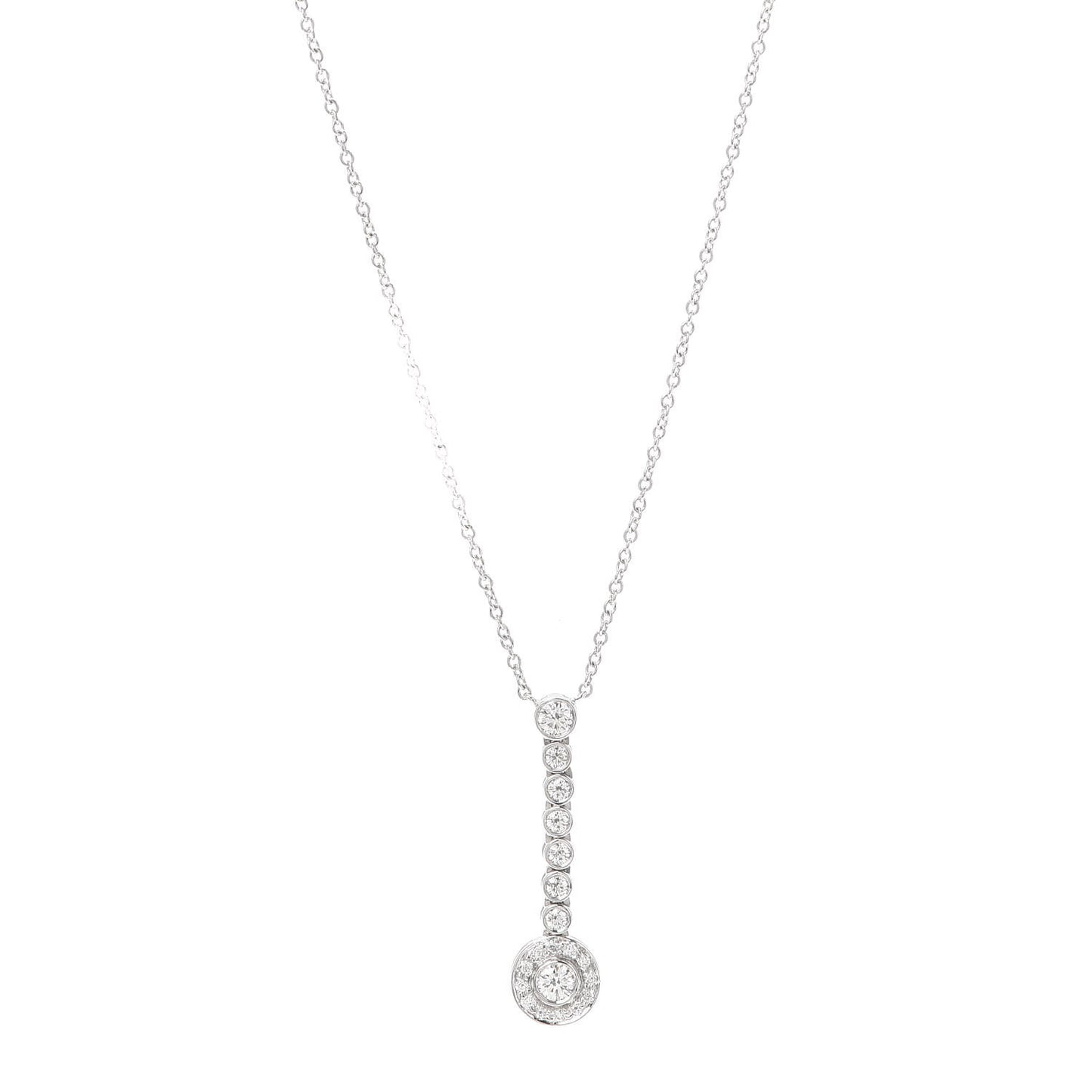 Platinum Diamond Circlet Drop Pendant Necklace