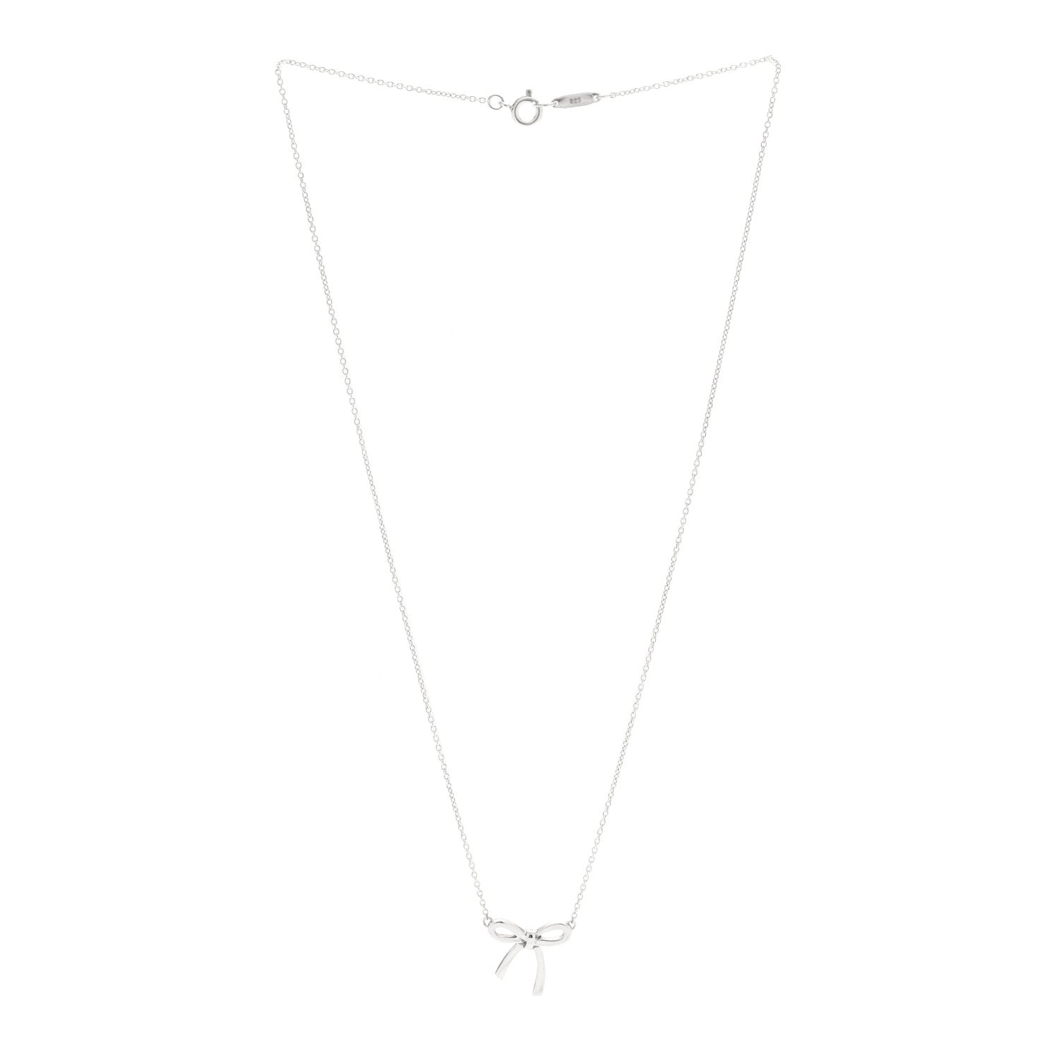 Tiffany Sterling Silver Small Bow Pendant Necklace 3 of 6