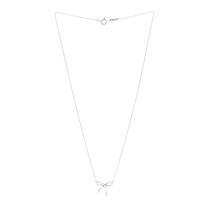Tiffany Sterling Silver Small Bow Pendant Necklace 3 of 6