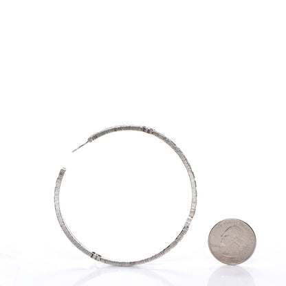 Chanel Baguette Crystal CC Hoop Earrings Silver 2 of 6