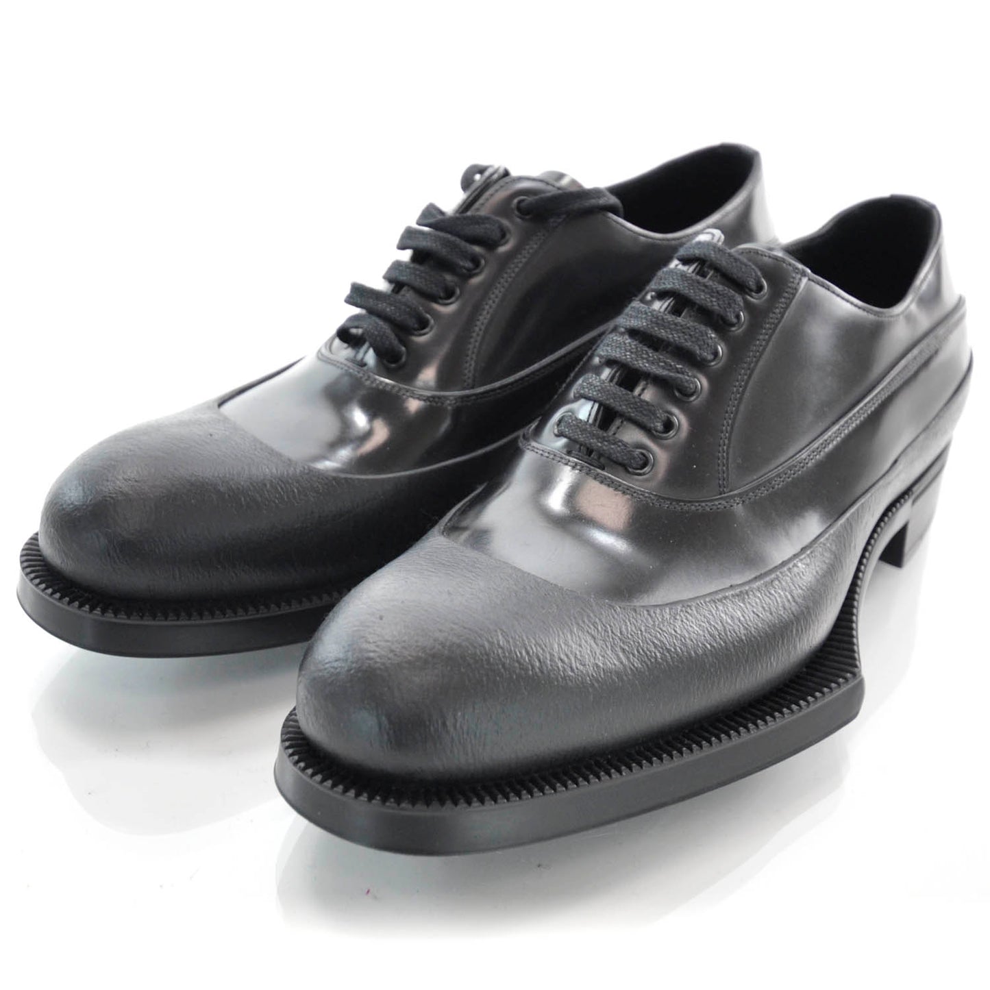 Leather Rubber Tipped Oxfords Black