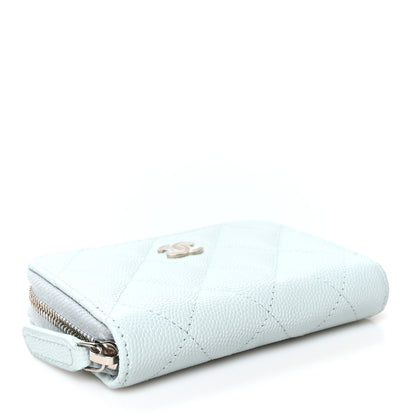 Chanel Caviar Quilted Zip Coin Purse Light Blue 4 of 9