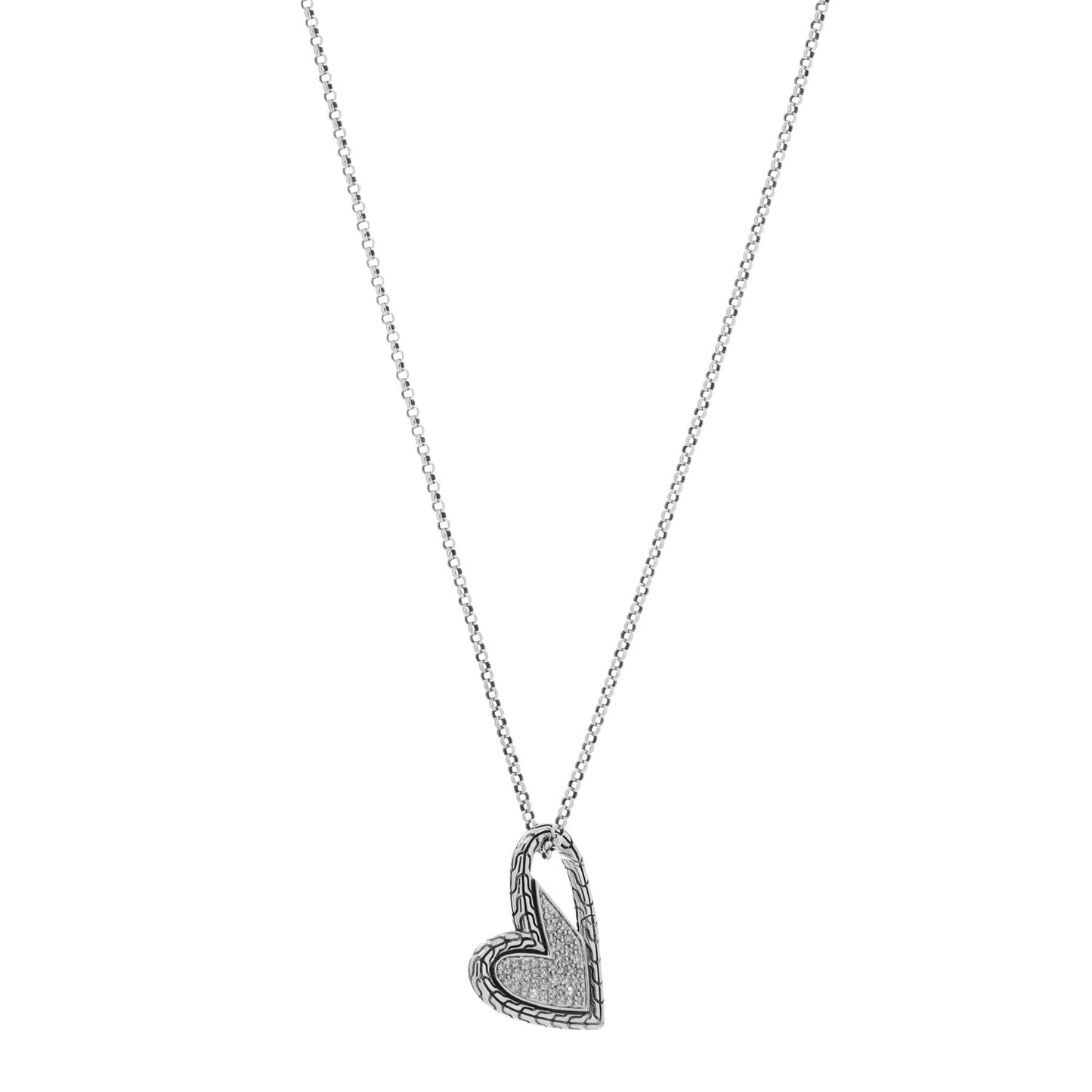 Sterling Silver Diamond Manah Heart Pendant Necklace