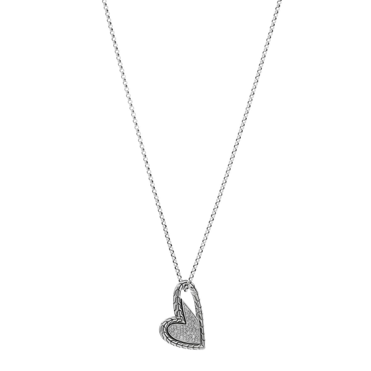 John Hardy Sterling Silver Diamond Manah Heart Pendant Necklace 1 of 4