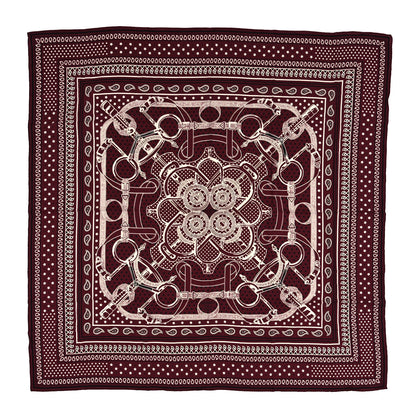 Hermes Cashmere Silk Eperon D'Or Bandana Shawl 140 Bordeaux 1 of 3
