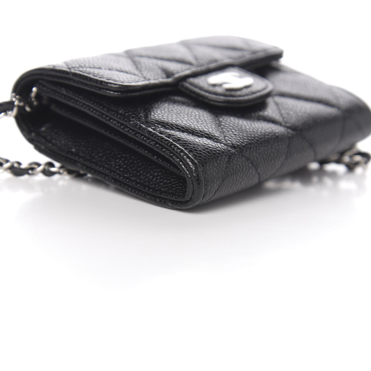 Chanel Caviar Quilted Flap Card Holder On Chain Black 8 of 11