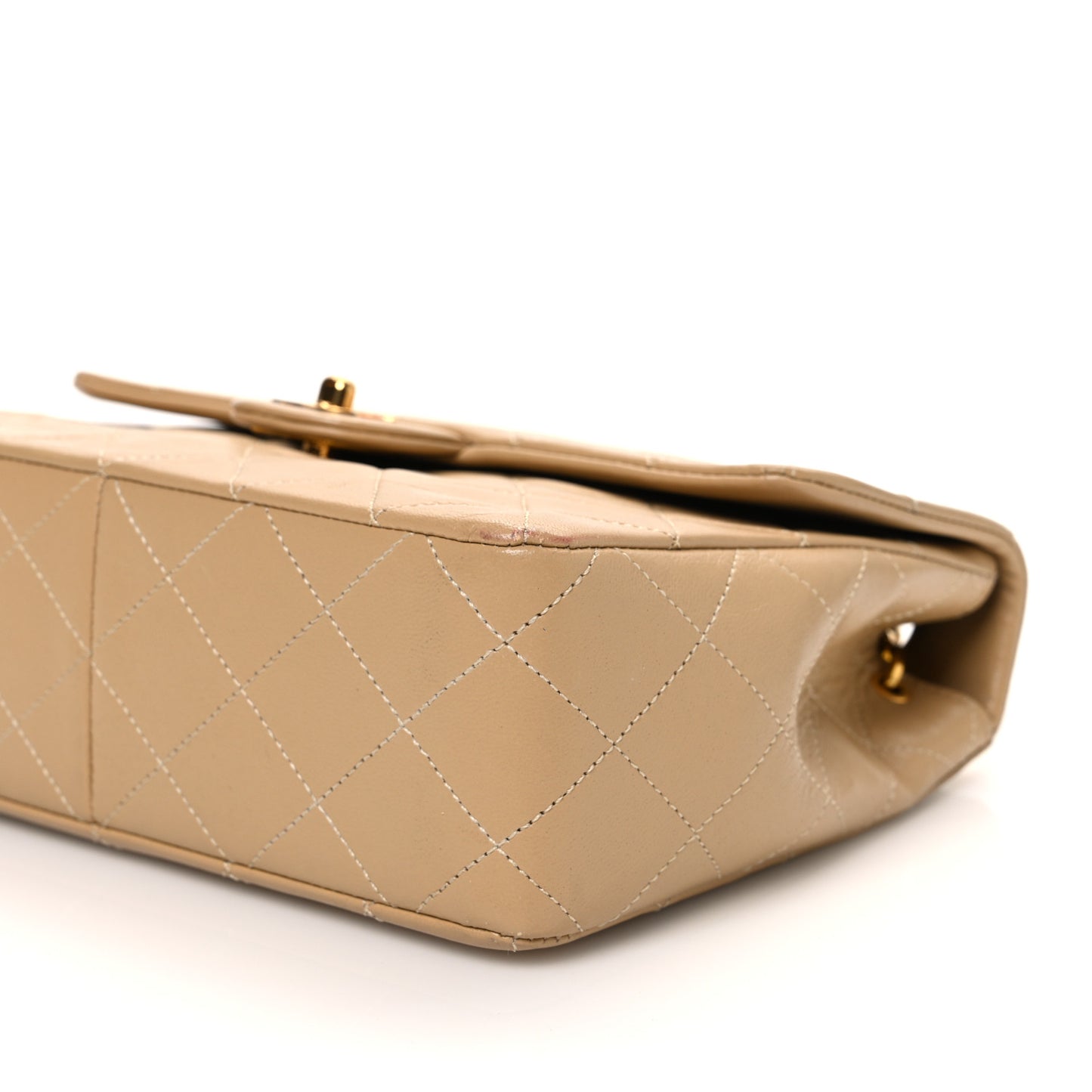 Lambskin Quilted Mini Square Flap Beige