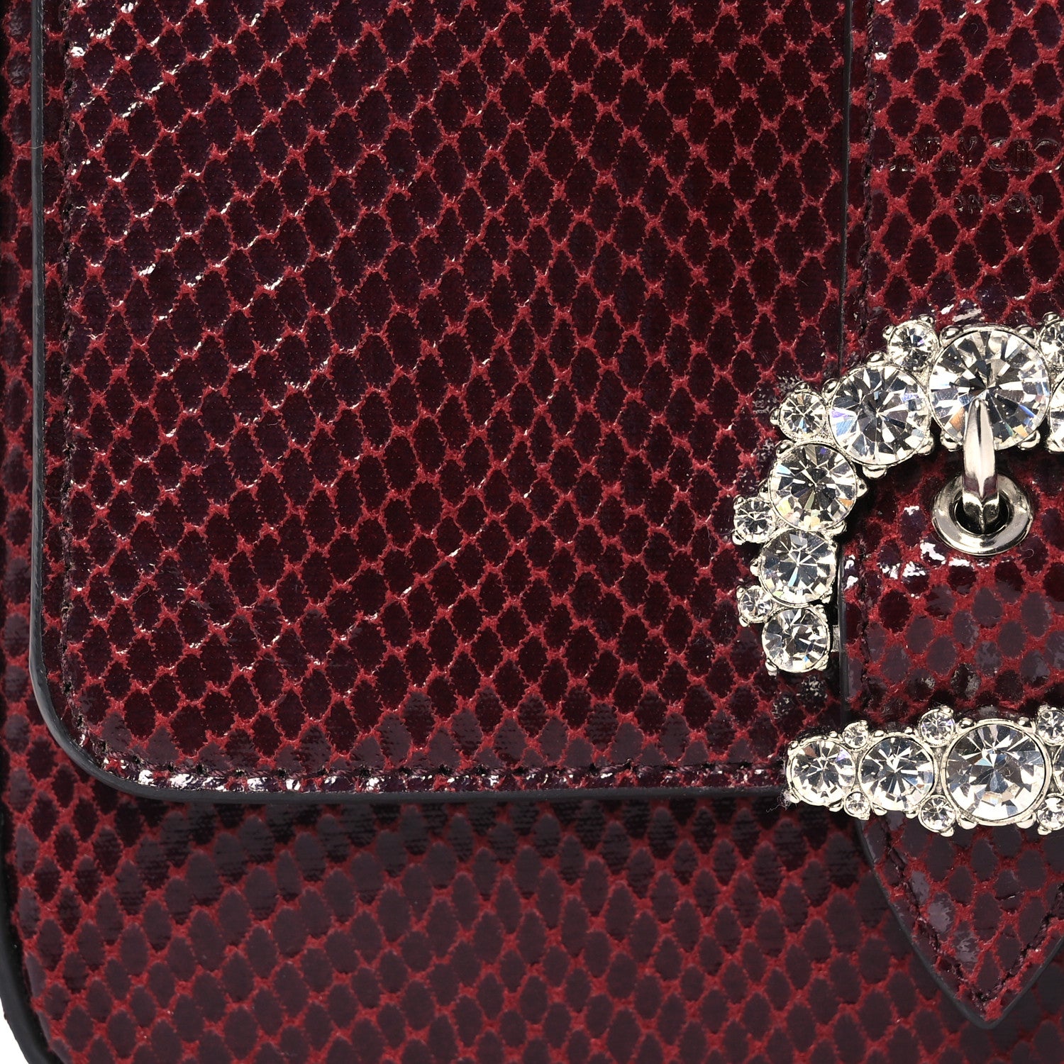 Jimmy Choo Calfskin Lizard Embossed Crystal Cheri Crossbody Bordeaux 8 of 13