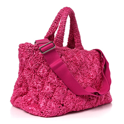 Prada Raffia Crochet Tote Fuchsia 3 of 10