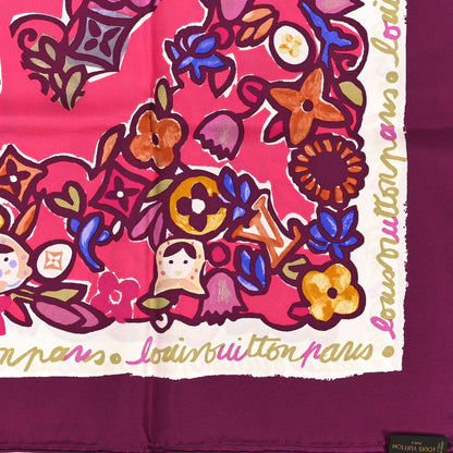 Louis Vuitton Silk Floral Print Square Scarf Purple 2 of 3