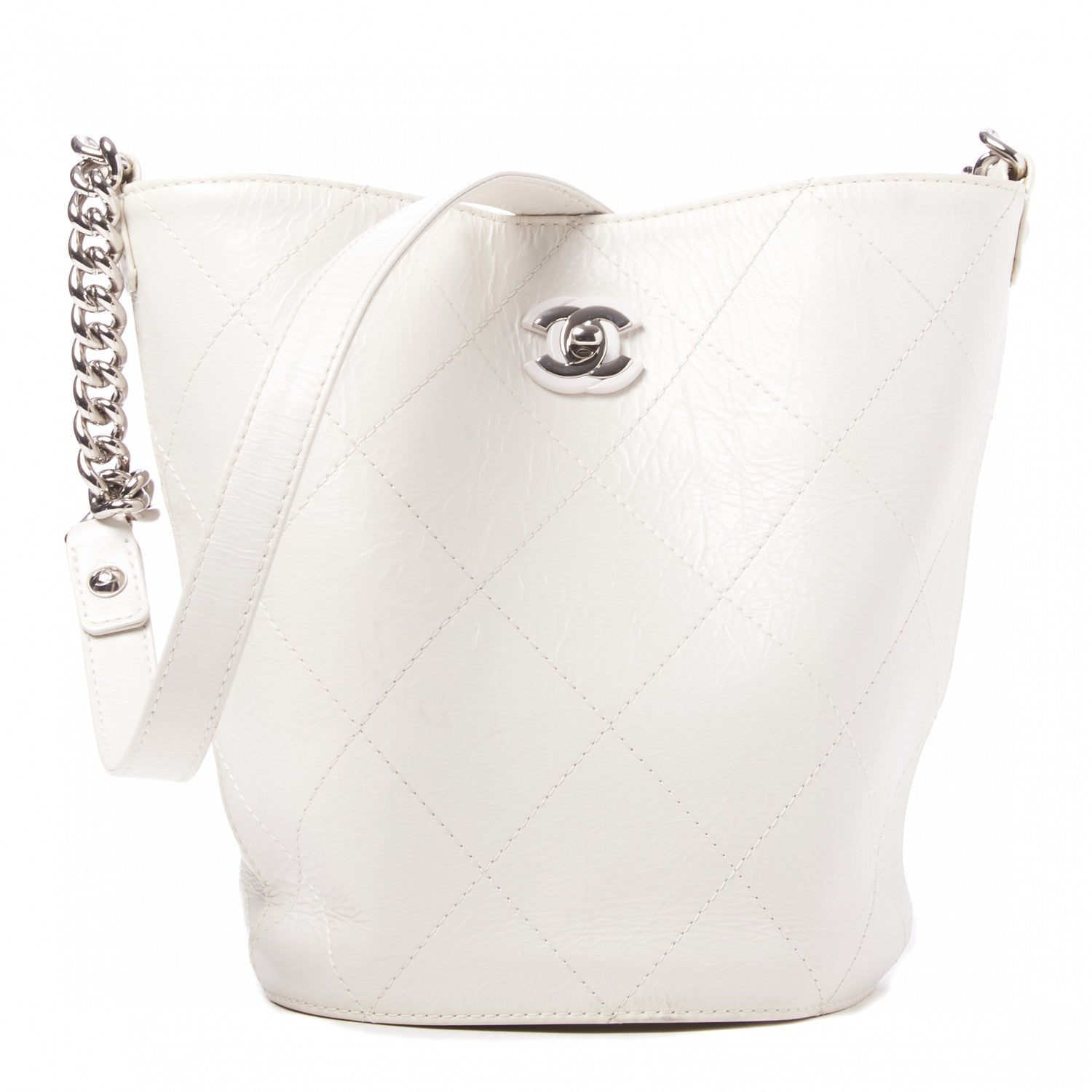 Chanel Aged Calfskin Stitched Shoulder Bag White 1 of 9