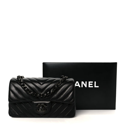 Chanel Lambskin Chevron Quilted Mini Rectangular Flap So Black 12 of 12