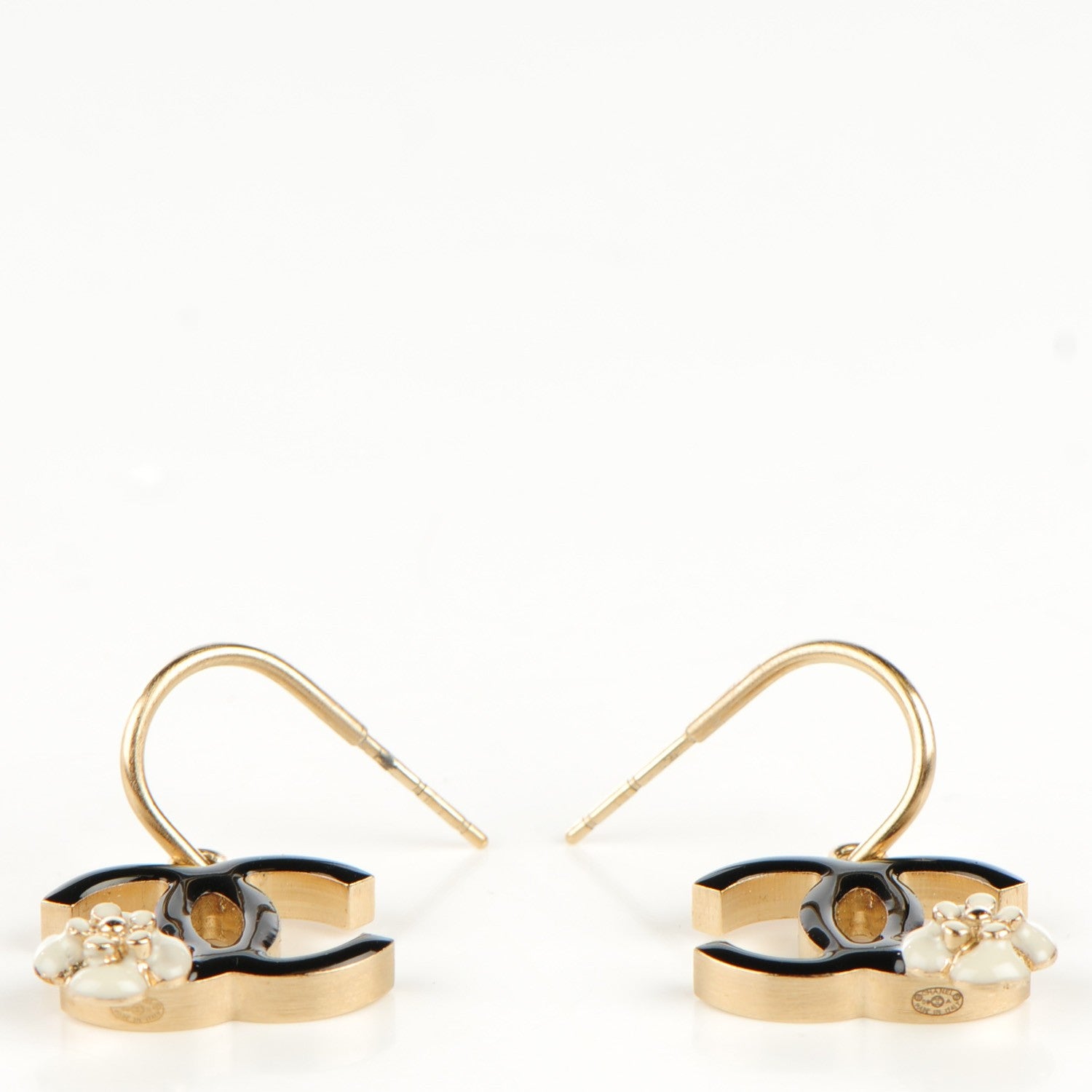Chanel Enamel CC Camellia Earrings Gold 3 of 5