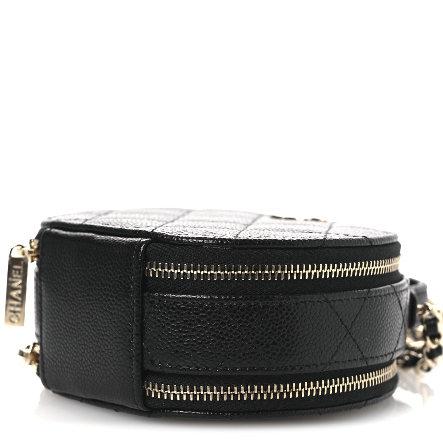 Caviar Quilted Round Handle With Care Vanity With Chain Black