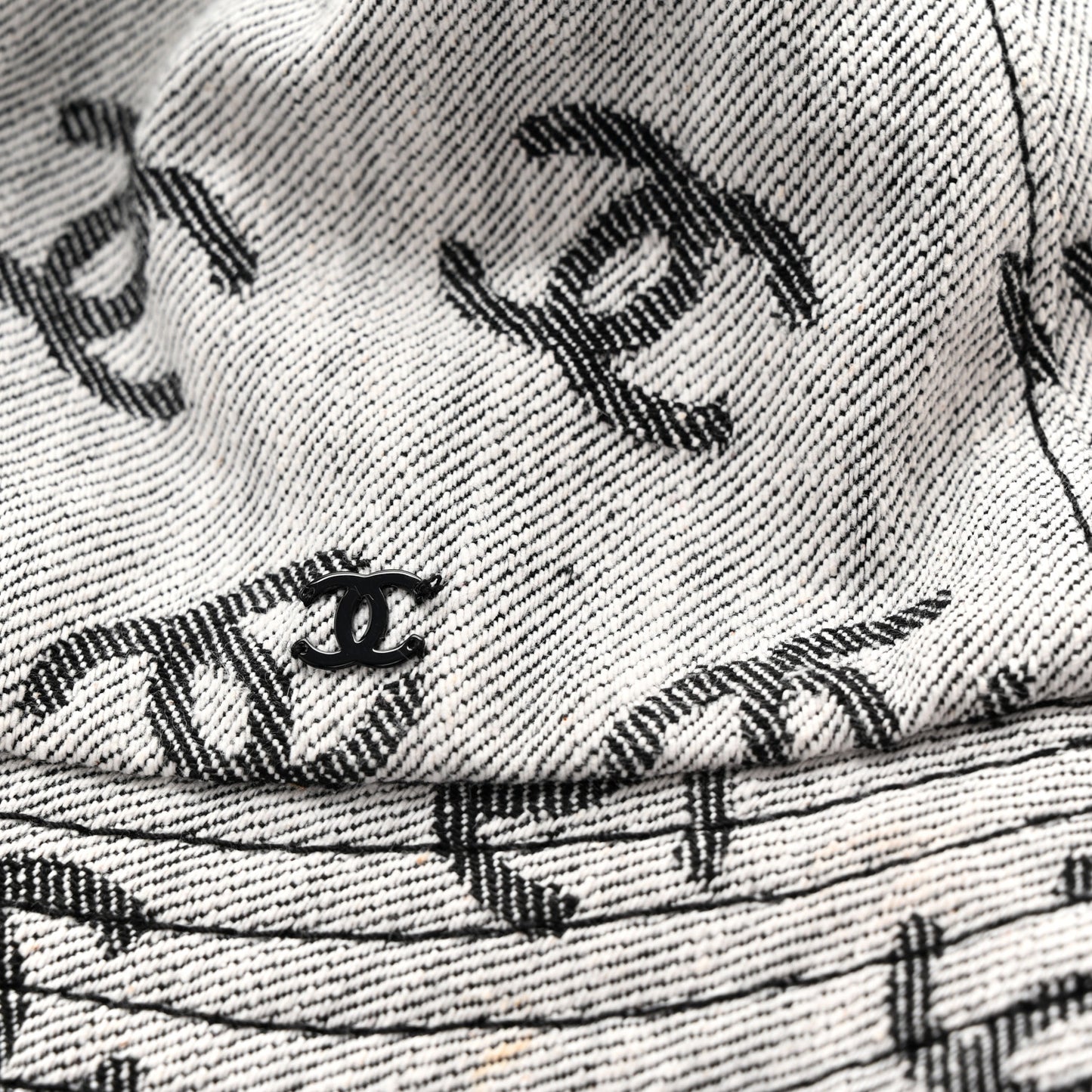 Denim CC Bucket Hat S White Black