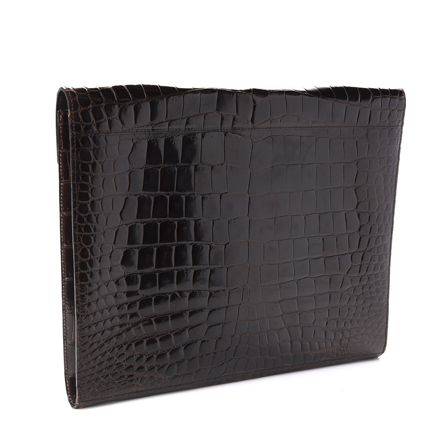 Delvaux Crocodile Envelope Clutch Brown 3 of 12