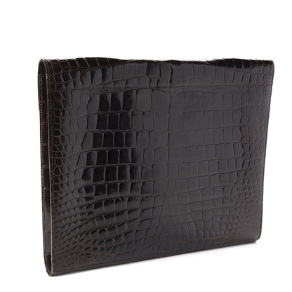 Delvaux Crocodile Envelope Clutch Brown 3 of 12