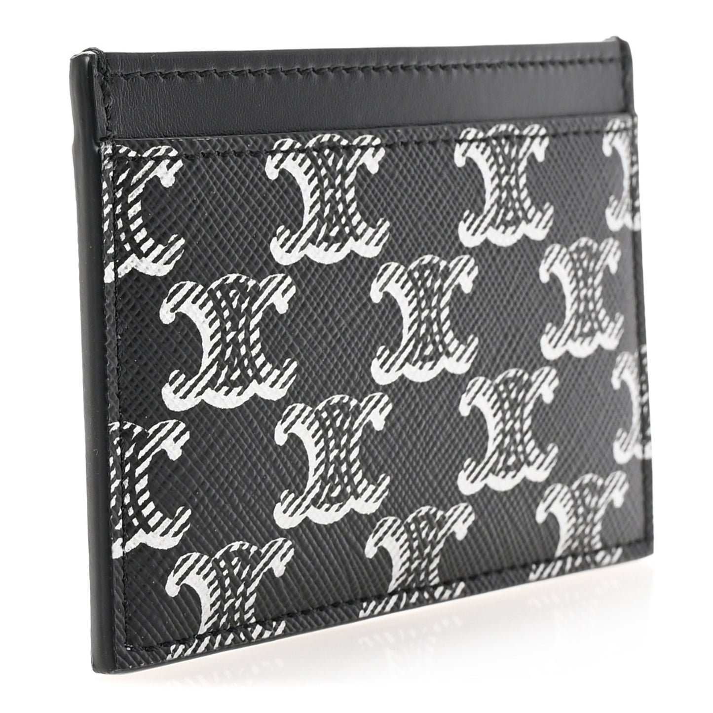 Triomphe Canvas Card Holder Silver Black