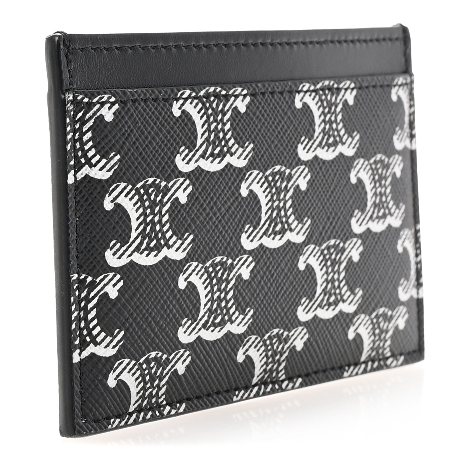 Celine Triomphe Canvas Card Holder Silver Black 3 of 7