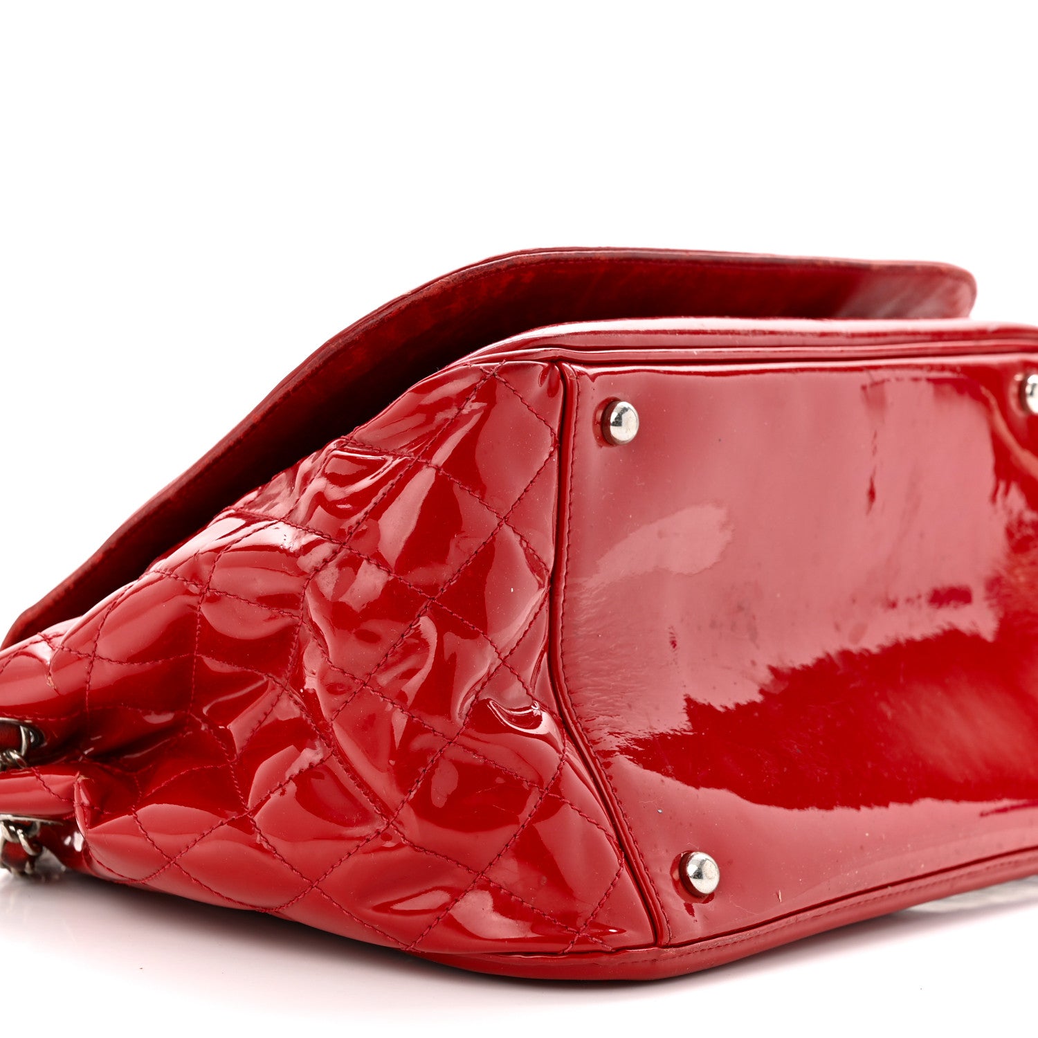 Chanel Vinyl CC Lipstick Accordion Flap Red 9 of 22