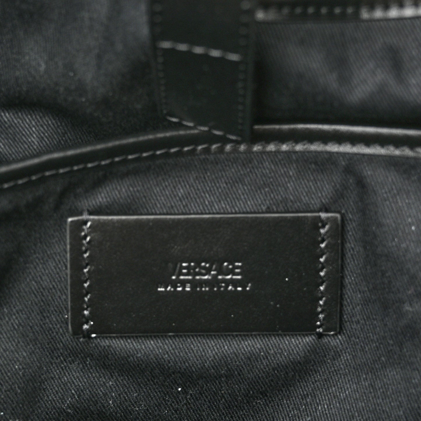 Coated Canvas Calfskin La Greca Signature Backpack Black Blue