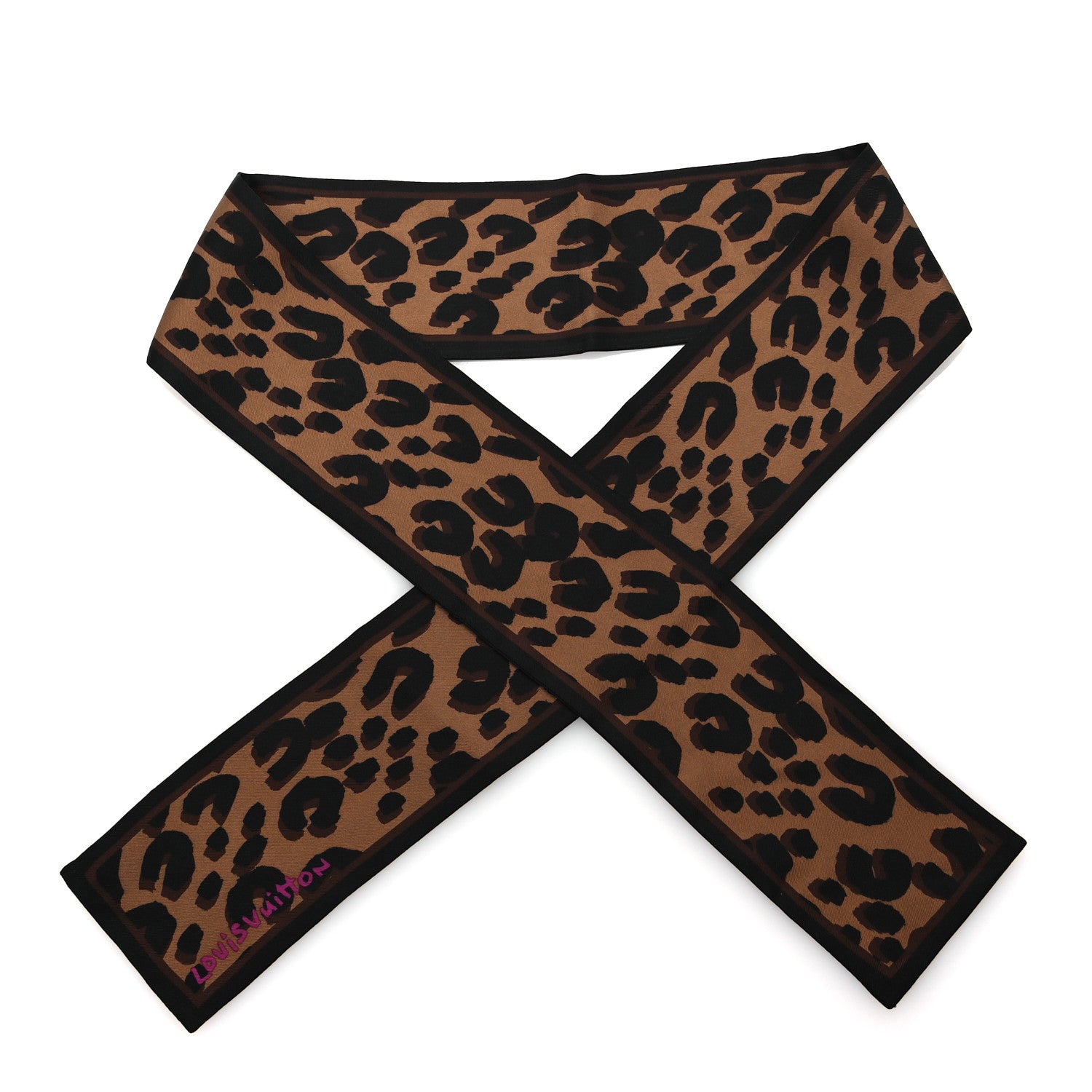 Louis Vuitton Silk Leopard Bandeau Scarf Marron 1 of 3