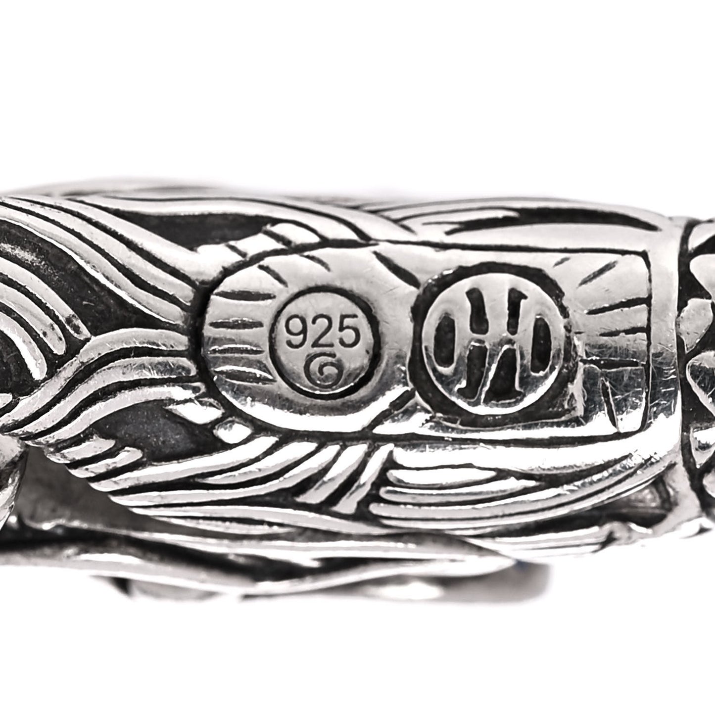 Sterling Silver Leather Naga Dragon Legend Bracelet White
