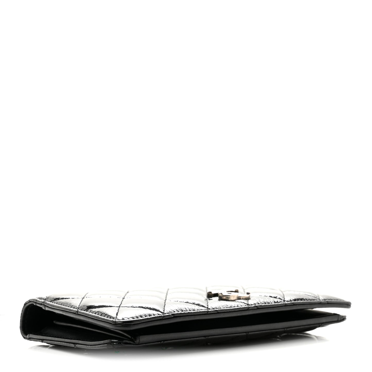 Patent Quilted Brilliant Yen Wallet Black