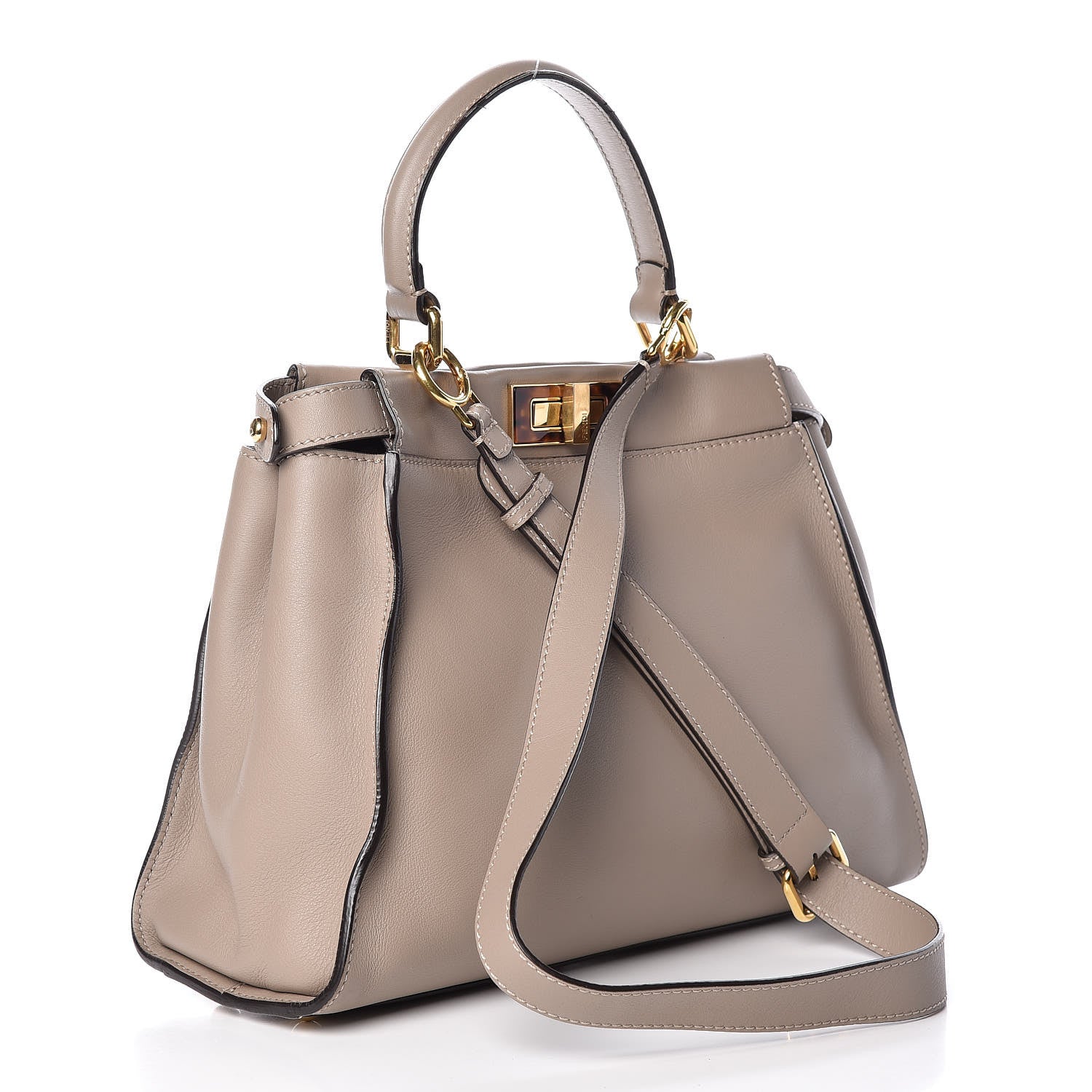 Fendi Vitello Seta Plexiglass Tortoise Medium Peekaboo Iconic Satchel Tortora 3 of 16