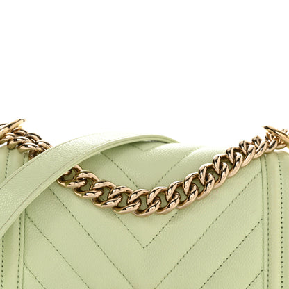 Chanel Caviar Chevron Quilted Small Boy Flap Light Green 8 of 11