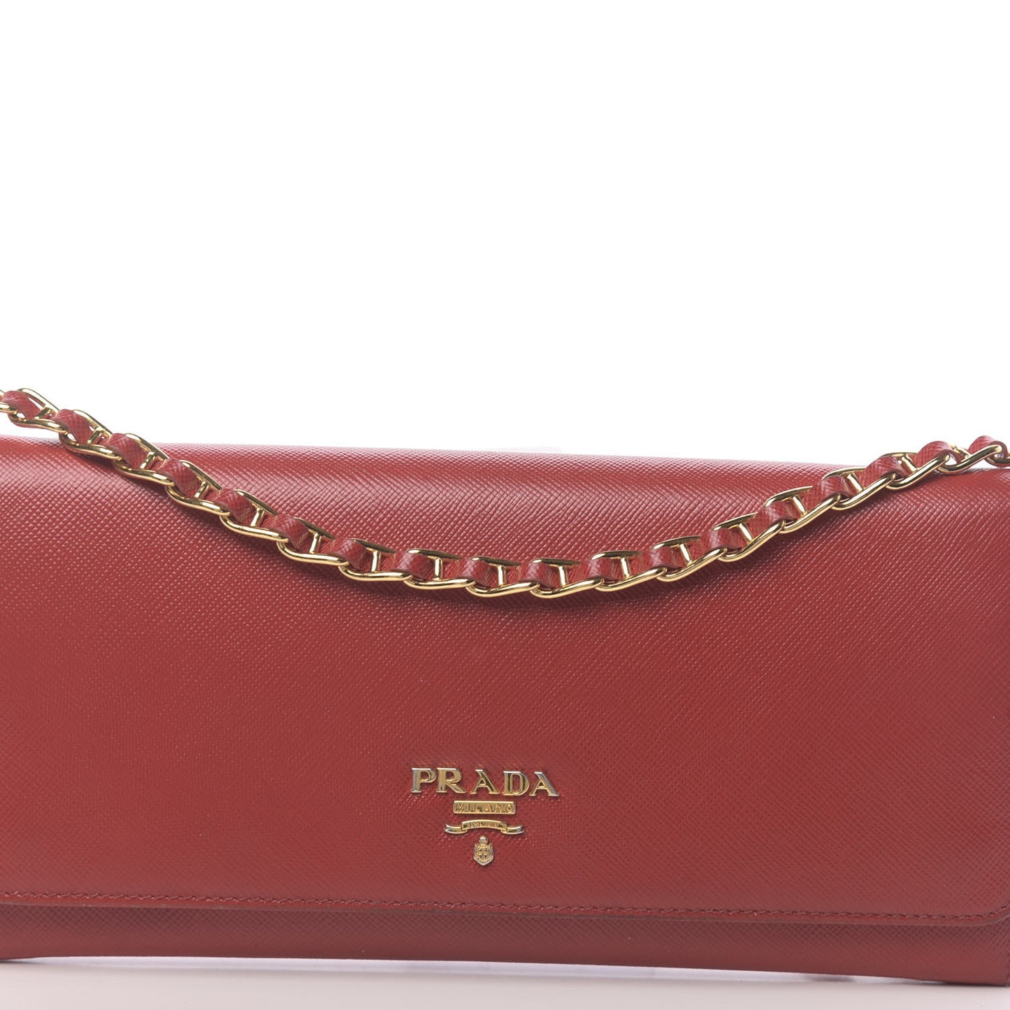 Saffiano Metal Oro Chain Wallet Fuoco