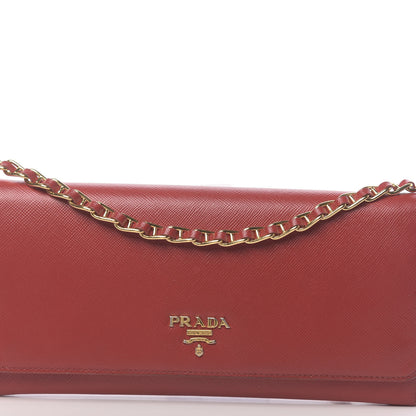 Prada Saffiano Metal Oro Chain Wallet Fuoco 13 of 13