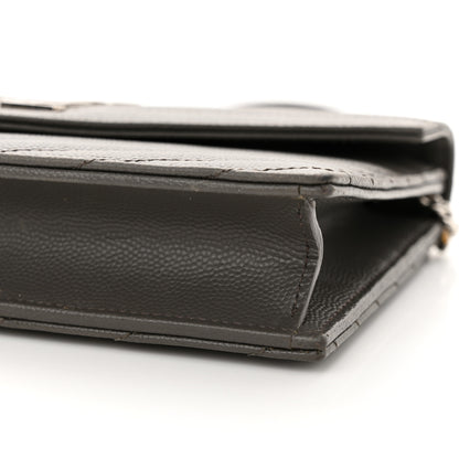 Saint Laurent Grain De Poudre Matelasse Chevron Monogram Envelope Chain Wallet Earth 10 of 13