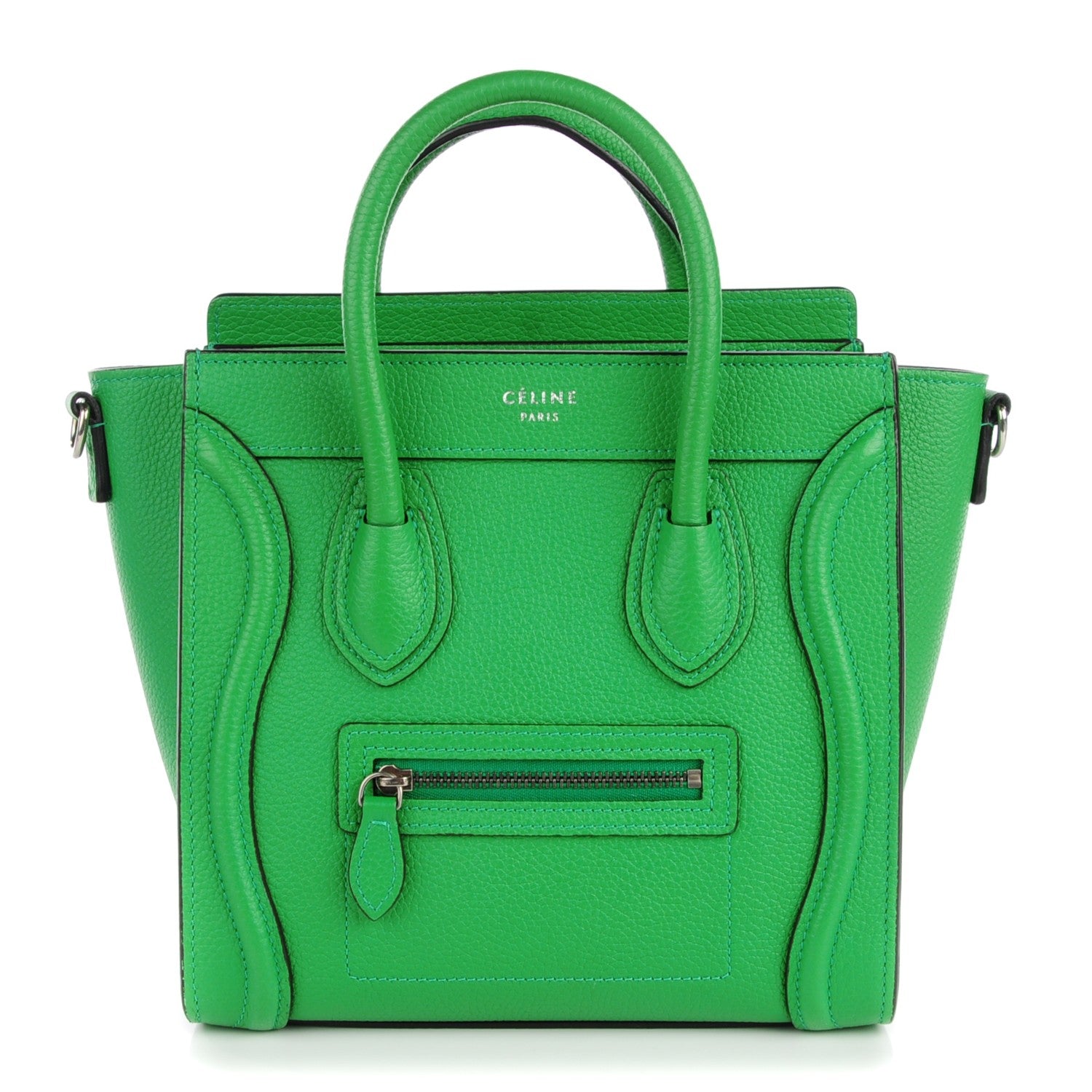 Celine Drummed Calfskin Nano Luggage Mint 1 of 8