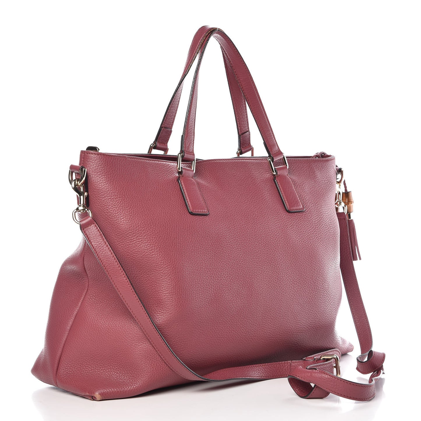 Calfskin Large Bamboo Tassel Top Handle Tote Peonia Flower