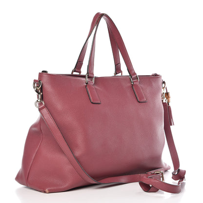 Gucci Calfskin Large Bamboo Tassel Top Handle Tote Peonia Flower 4 of 22