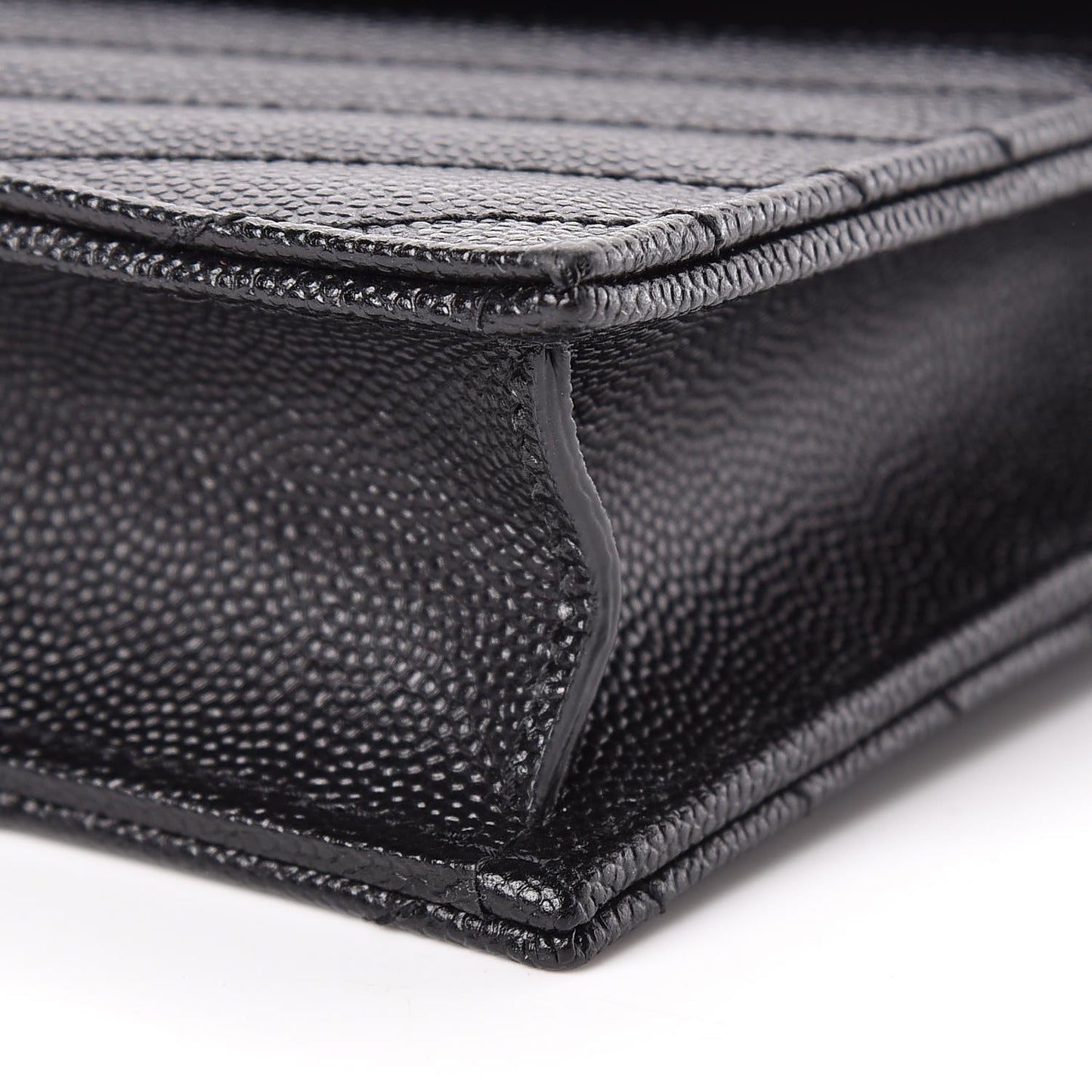 Grain De Poudre Matelasse Chevron Monogram Envelope Chain Wallet Black