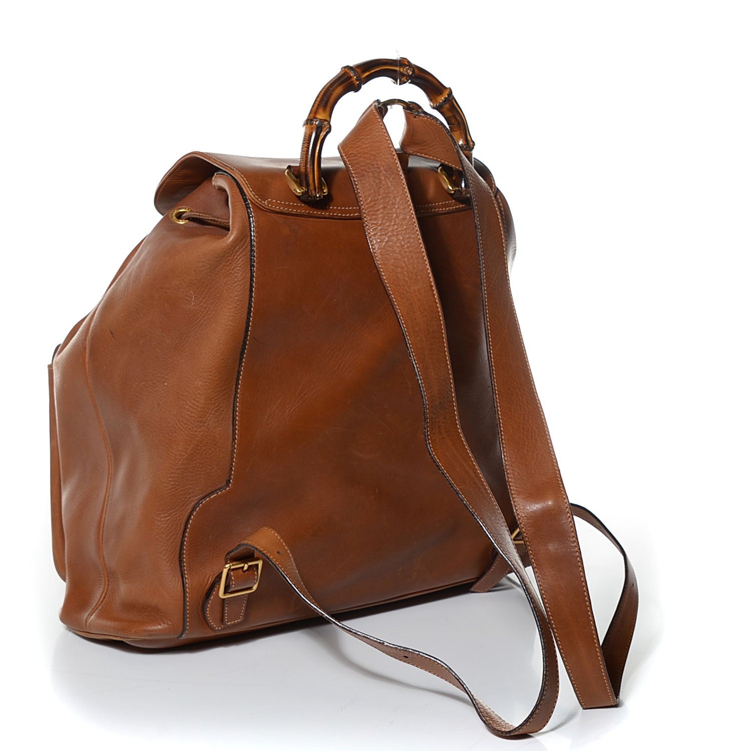 Gucci Leather Bamboo Backpack Brown 3 of 9