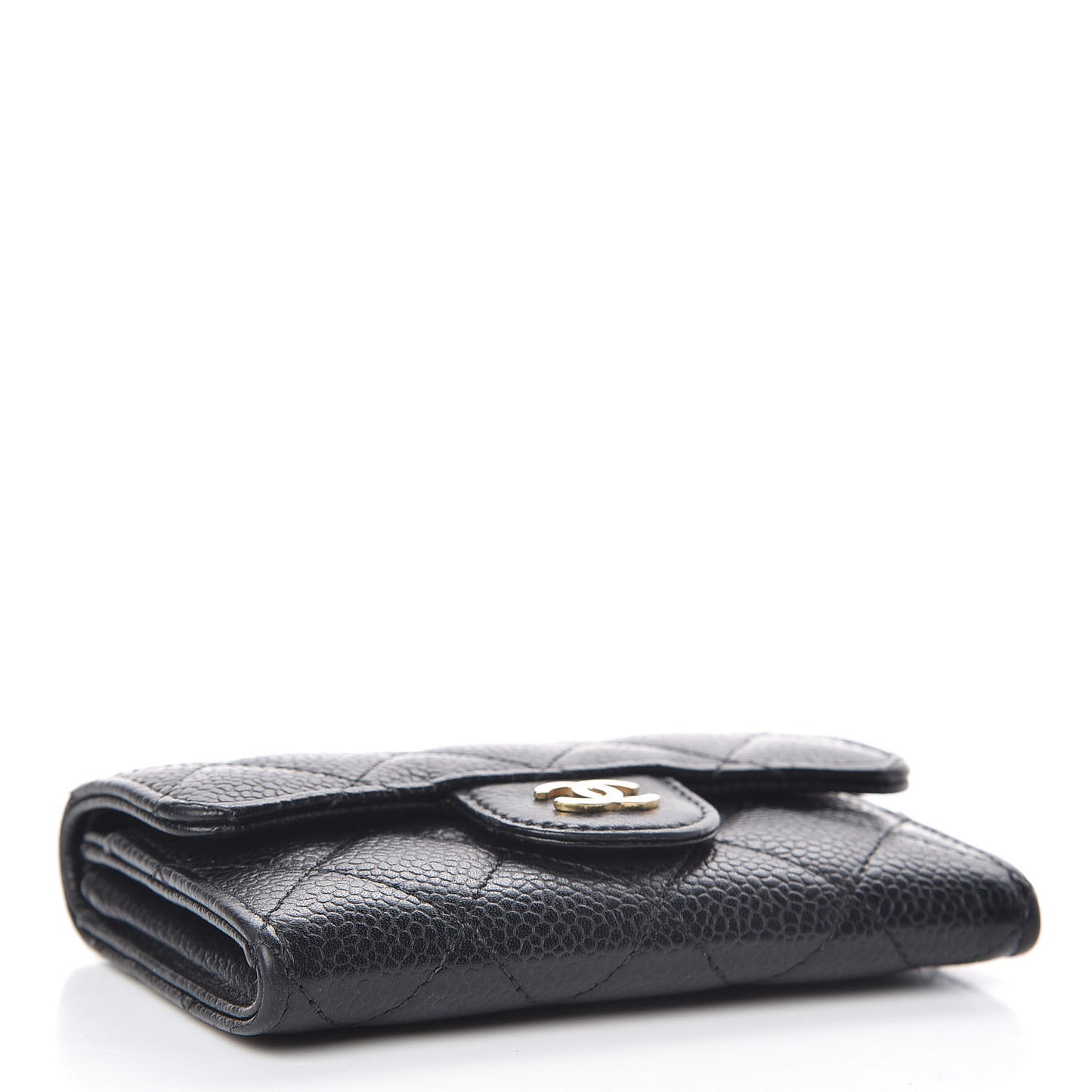 Caviar Quilted Flap Card Holder Black